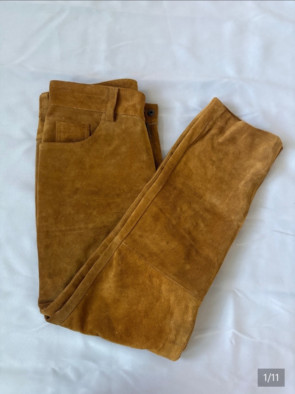 MEN SUEDE STRAIGHT-LEG PANTS IN CHESTNUT BROWN SIZE 32 NWOT